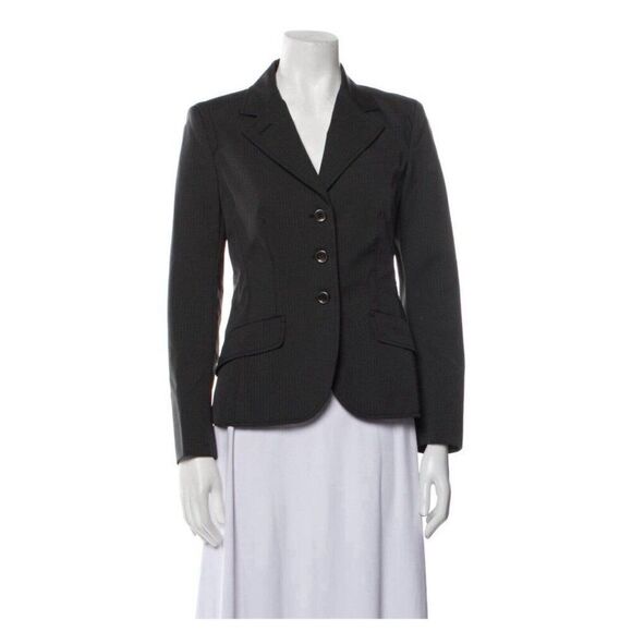 prada authentic Vintage Charcoal Gray Pin Striped Blazer Jacket IT 40 US 4 Small - Picture 1 of 10